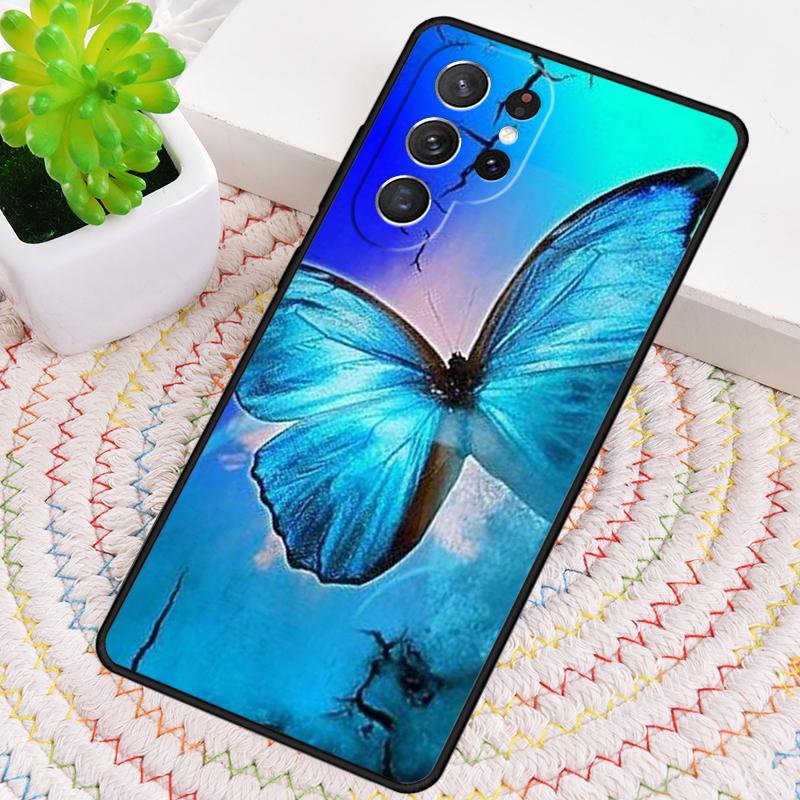 Blauer Schmetterling Handyhülle für Samsung Galaxy note 10 pro S26 Ultra S23 S24 FE S25 S21 S22 PLUS stoßfeste Hülle