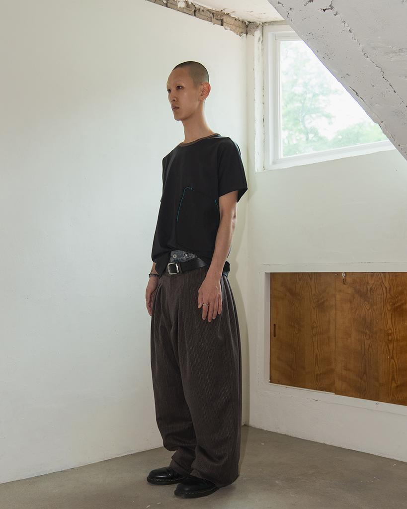 Kalagteo Herringbone Pleat Pants / Maroon