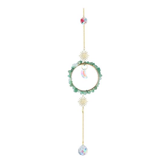 Yousheng Citrine Crystal Sun Catcher, Natural Crystal Chips Filled Transparent Sphere, Metal Ring & Tassel Cords, Healing Light Catcher for D