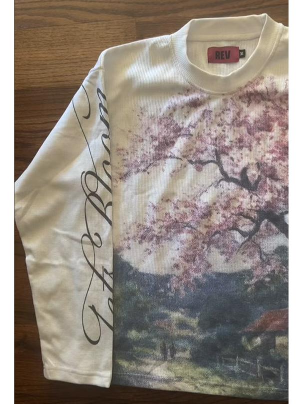 Y2K Floral Letter Print Casual Slimming Round Neck T-shirt - European and American Style