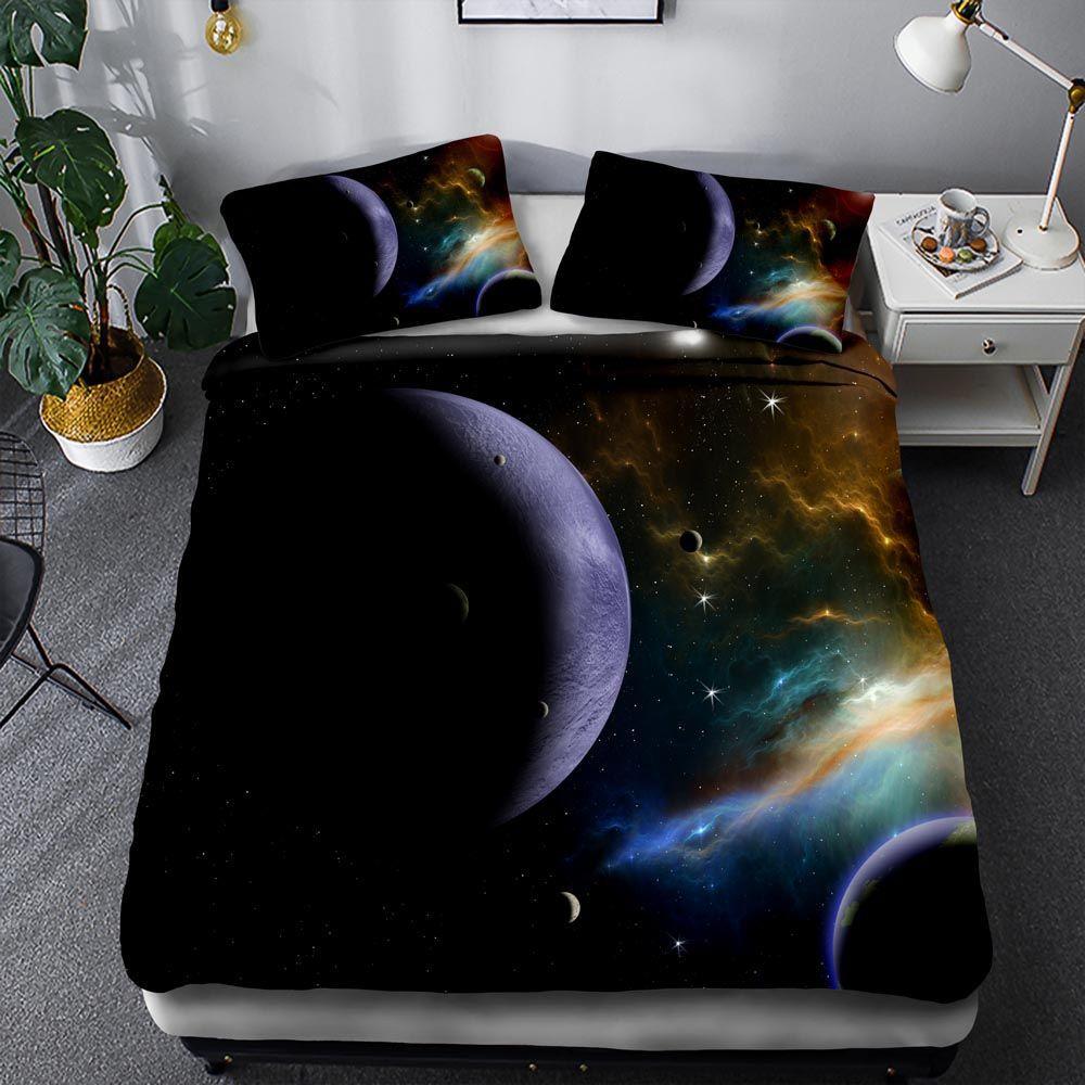3D Digital Printing Space Star Ebay Three-piece Quilt Cover Pillowcase