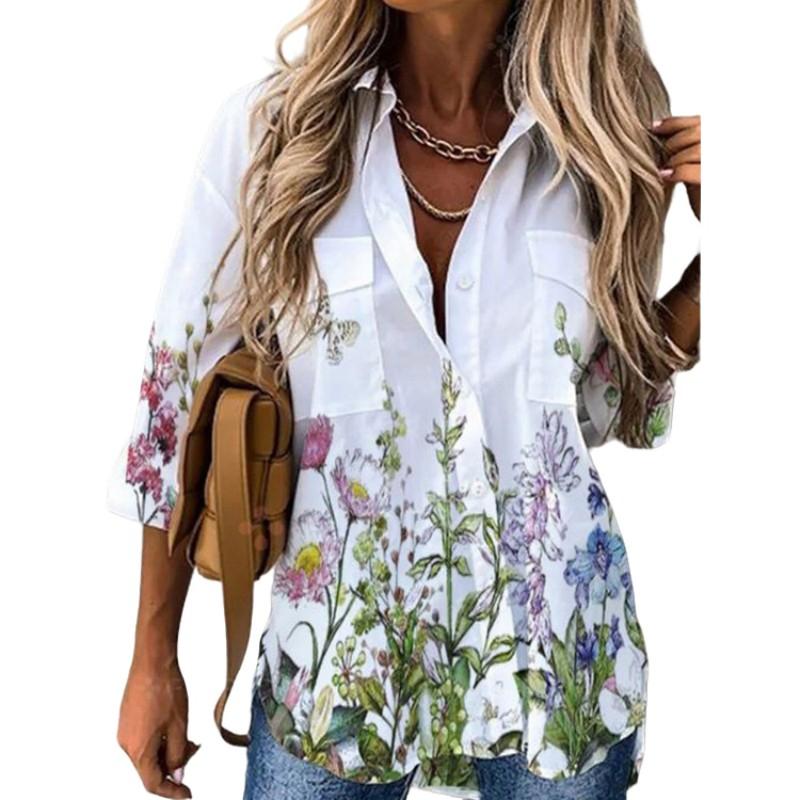 

Нова жіноча сорочка з довгим рукавом з цифровим друком, жіноча сорочка, топи M