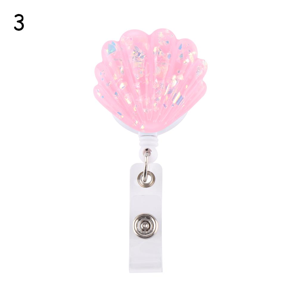 New Shell Shape Resin Pull Name Id Card Badge Reel Holder Nurse Badge Reel Clip Retractable Exhibition Chest Card School Supply