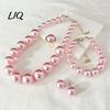 Wedding Necklace Earrings Bracelet 3Pcs/Set Imitation Pearls Jewelry Set, Adjustable Length Choker with Ear Studs Bridal Accessories And Bracelet, Set