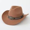 Hot-selling top hat, ethnic style cow head, western cowboy top hat, rolled brim, retro riding hat, woolen felt hat