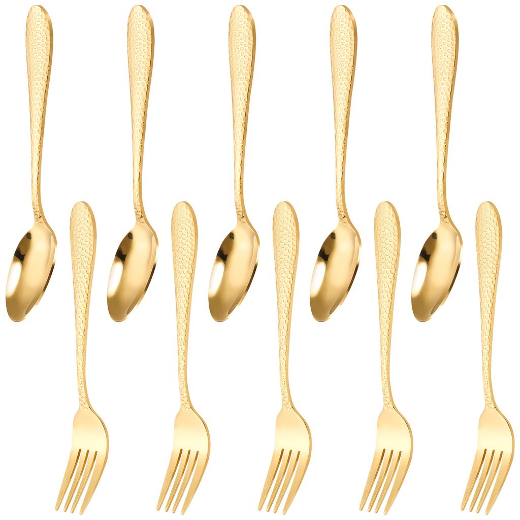 10 Pcs 304 Stainless Steel Kids Utensil Set Children Fork and Spoon Set Rustproof Kids Silverware for Home School and Restaurant