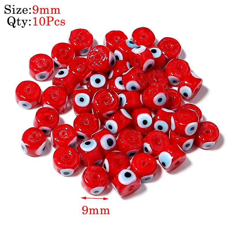 Round Lampwork Evil Eye Beads Liuli Flat Loose Fashion Jewelry For Bead Diy Handmade Bracelets Phone Charm Components