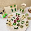 Classic Middle Women Girls Enamel Flower Earrings Ear Clip Vintage Elegant Lady High-end Party Banquet Accessories Jewelry