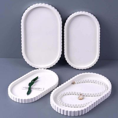 Oval Tray Silicone Mold DIY Stripe Jewelry Display Plate Casting Molds Plaster Resin Craft Making Coaster Home Decor Supplies