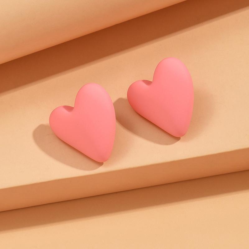 Koean Fashion Candy Color Acrylic Love Eardrop Simple Design Geometric Heart Party Jewelry Earrings Ear Studs All-match EarStuds