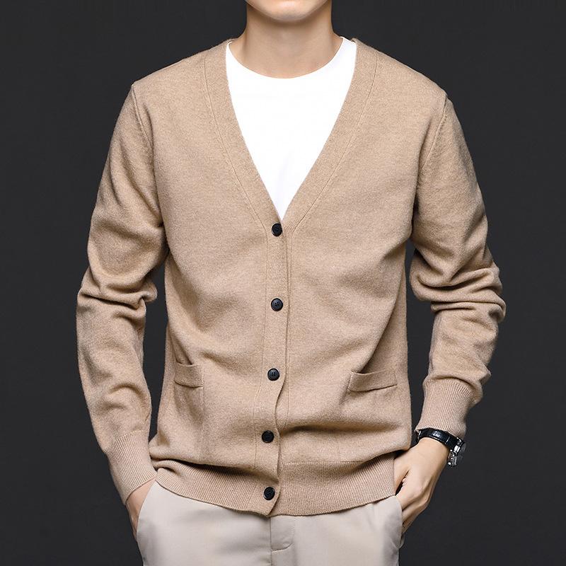 Men’s Slim Fit V-Neck Button-Up Knit Cardigan