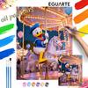 Digital Oil Painting Art Kit Donald Duck Carousel Unicorn Handmade Coloring Painting Home Decor