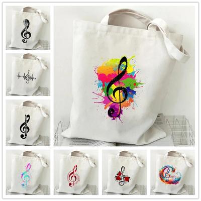 Borse a Spalla da Donna con Fantasia Note Musicali Harajuku Riutilizzabile Borsa a Mano da Donna Borsa da Shopping Tela Borse da Ragazza