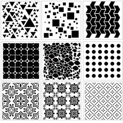 9pcs DIY Stencils for Crafts Reusable Texture Stencils Layering Stencil for Painting On Wood Wall Scrapbooking Furniture Fabrics