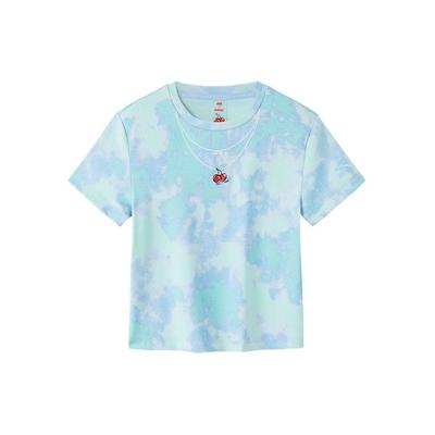 X Kirsh Collaboration Life Series Cherry Print Round Neck Short Sleeve T-Shirt Women Tops Snow-White All-Over-Print 162428124-2
