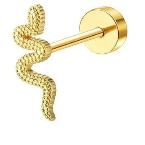 Bobisty 1PC Cartilage Earring Stud for Women Surgical Steel Flat Back Earrings Hoop Flower Snake Shape Helix Piercing Jewelry