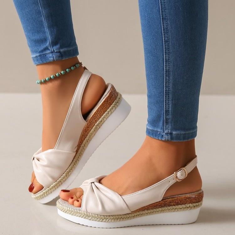 Women Fashion Sandals Open Toe Casual Wedge Platform Sandals Soft Sole Light Work Shoes Large Size Flat Comfortable Beach Shoes