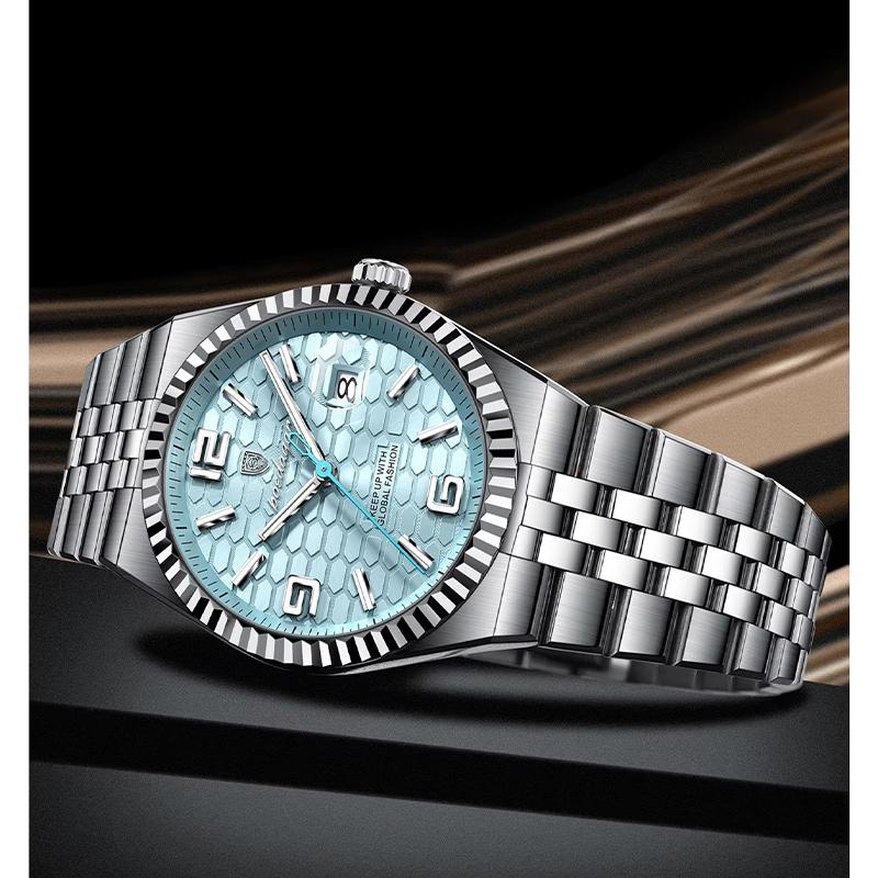 Men Watches Trend Fashion Quartz Watch for Man Texture Threaded Bezel Waterproof Luminous Date Stainless Steel