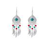 Ethnic Style Miao Silver Fringed Earrings, Bohemian Turquoise Fringed Earrings, Minority Tourist Attractions Earrings