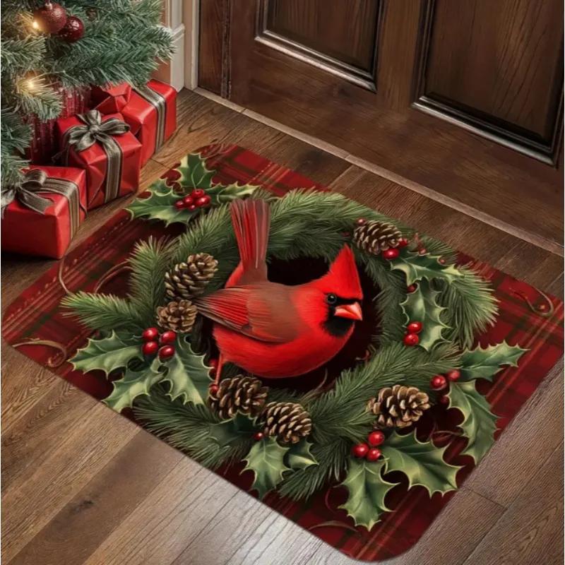 Merry Christmas Man Welcome Door Mat Non Slip Front Door Mats Outdoor Entrance Rug Holiday Home Decor Check In Gifts