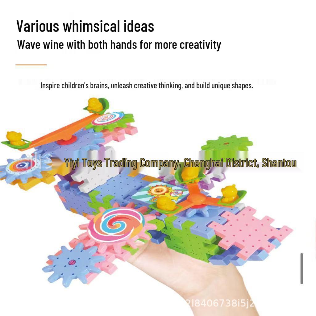 Children's Educational DIY Electric Gear Rotation Building Blocks Toy Set