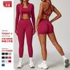 Cloud Sense Outdoor Sports Tight Yoga Suit Naked Sense Fitness Suit Shockproof High Waist Yoga Suit Three-piece Set