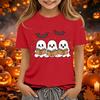 Kids Halloween Printed Neck Short Sleeve T-Shirt Loose Fit Casual Top