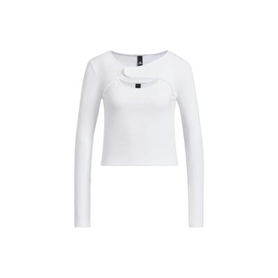 Solid Logo Two-In-One Sports Casual Slim Fit Long Sleeve T-Shirt Women Tops White IZ0605