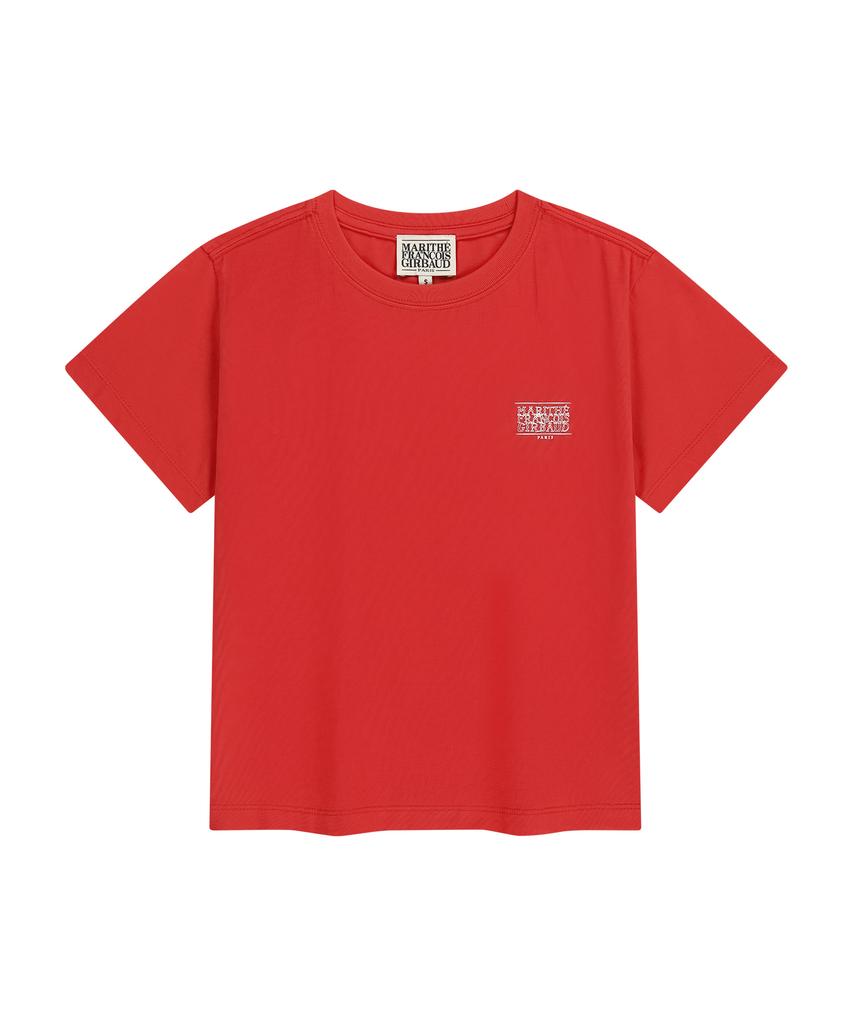 Malittepeulangsowajeobeo W Antique Classic Logo Slim Crop Tee Red