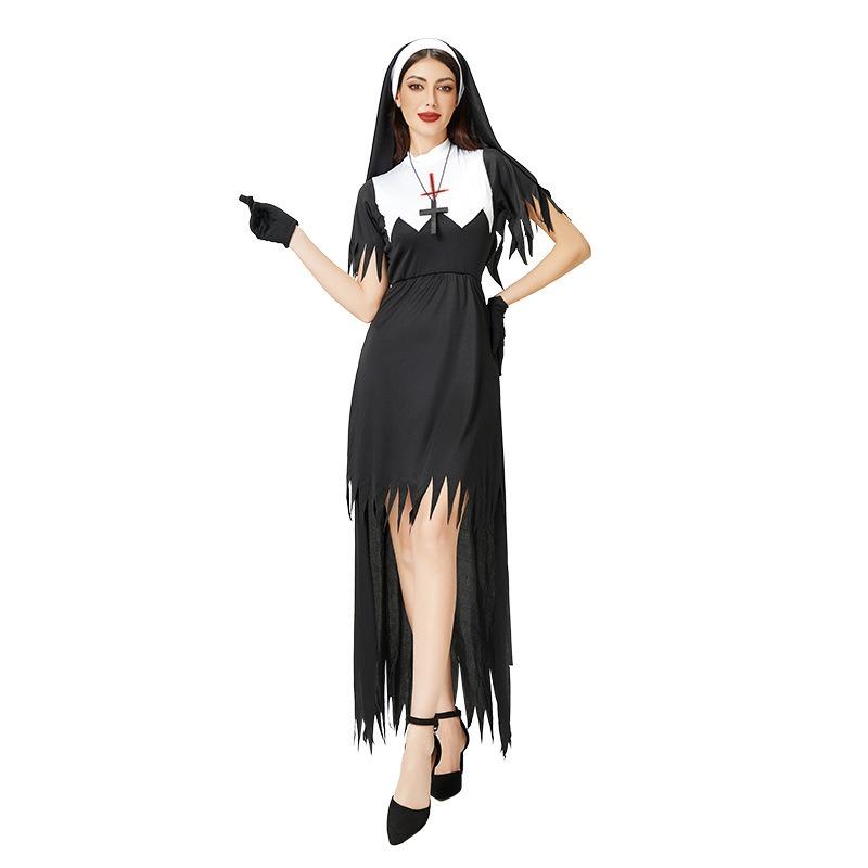 Halloween Costume Cosplay Nun Costume Cross Dress Stage Performance Costume