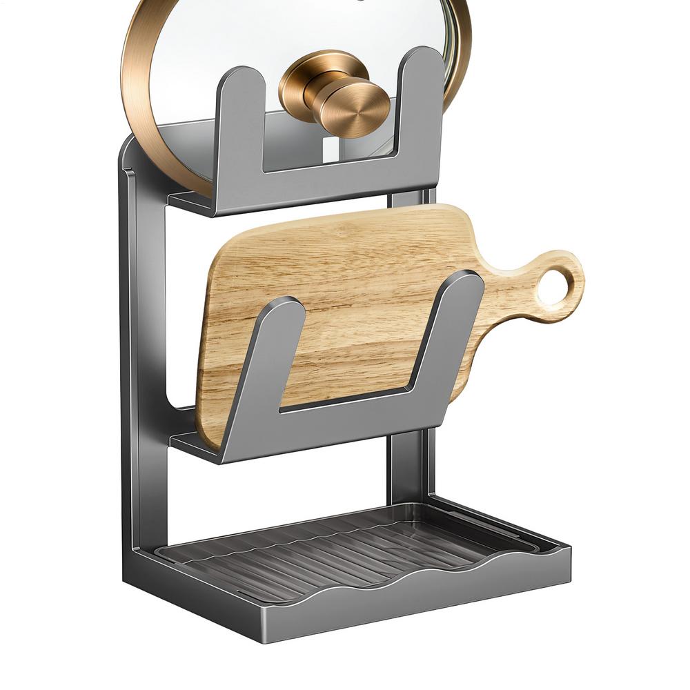 Pot Cover Holder Rack Vertical Pan Cover Holder With Drip Tray Space Saving Pot Top Rack For Countertop Kitchen Cabinet Dining красный 4200₽