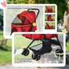 Pet Stroller Pushchair Foldable Travel Dog Cat Carriage w/ Reversible Handle Brake Basket