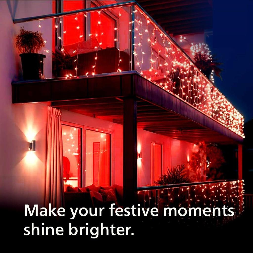 Starlit 12 Meter 72 LEDs String Light for Decoration | Festival LED String Light for Diwali, Christmas and Home Decoration| Red, Pack of 1
