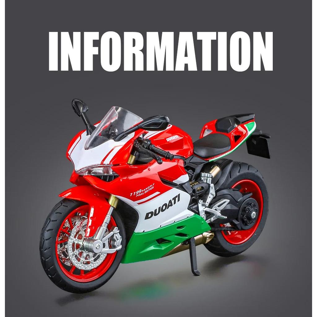 1/12 Ducati 1199 Panigale Assembled Version Motorcycle Model Toy Vehicle Collection Shork-Absorber Off Road Autocycle Toy