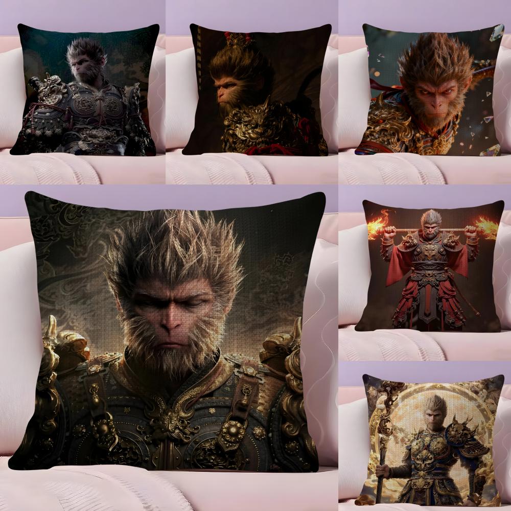 BBlack MythH Game Cushion Cover Natural Linen Pillow Case DoubleSided Print Decorative Sofa Pillowcase Home Decor Gift