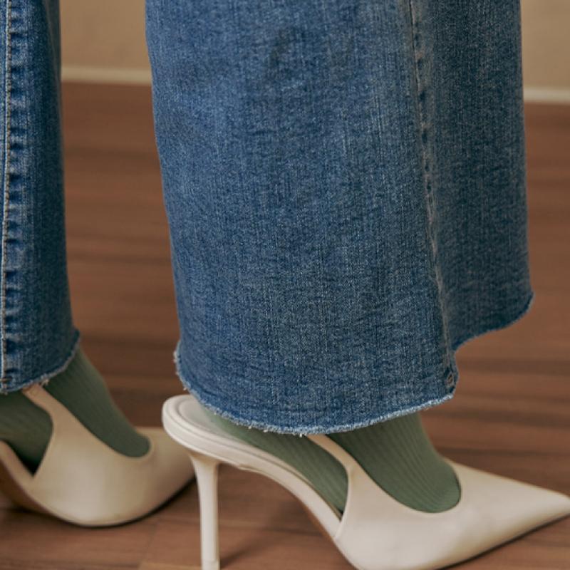 MAXZA Natural Washing Cotton Span Wide Denim Pants Ze05ql402na