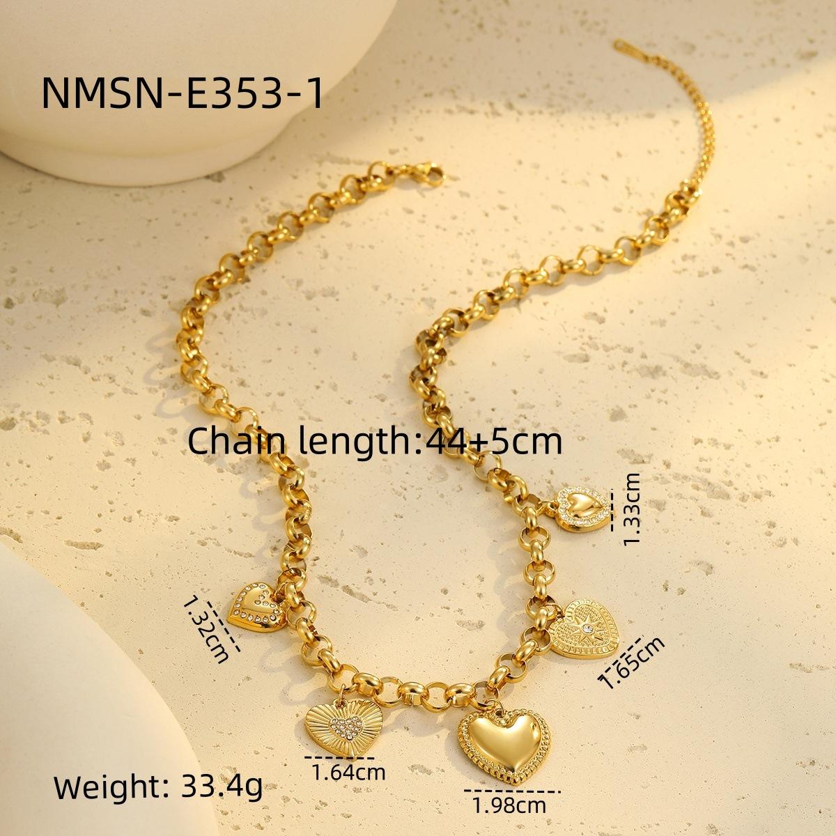 GEMCHIC Women s Gold Tone Heart Pendant Necklace and Bracelet Set Stainless Steel Charm Jewelry