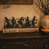 Halloween Office Decor Dancing Witch Countdown Table Ornament, Rustic Wooden Home Unique Holiday Calendar for Party Centerpiece, Spooky Haunted House