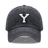 Vintage Washed Cotton Dad Hat Baseball Cap - 2-Tone A-Z Initial Embroidery Adjustable Unisex Team Cap for Men Women