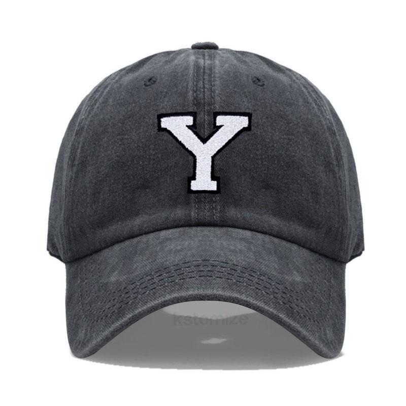 Vintage Washed Cotton Dad Hat Baseball Cap - 2-Tone A-Z Initial Embroidery Adjustable Unisex Team Cap for Men Women
