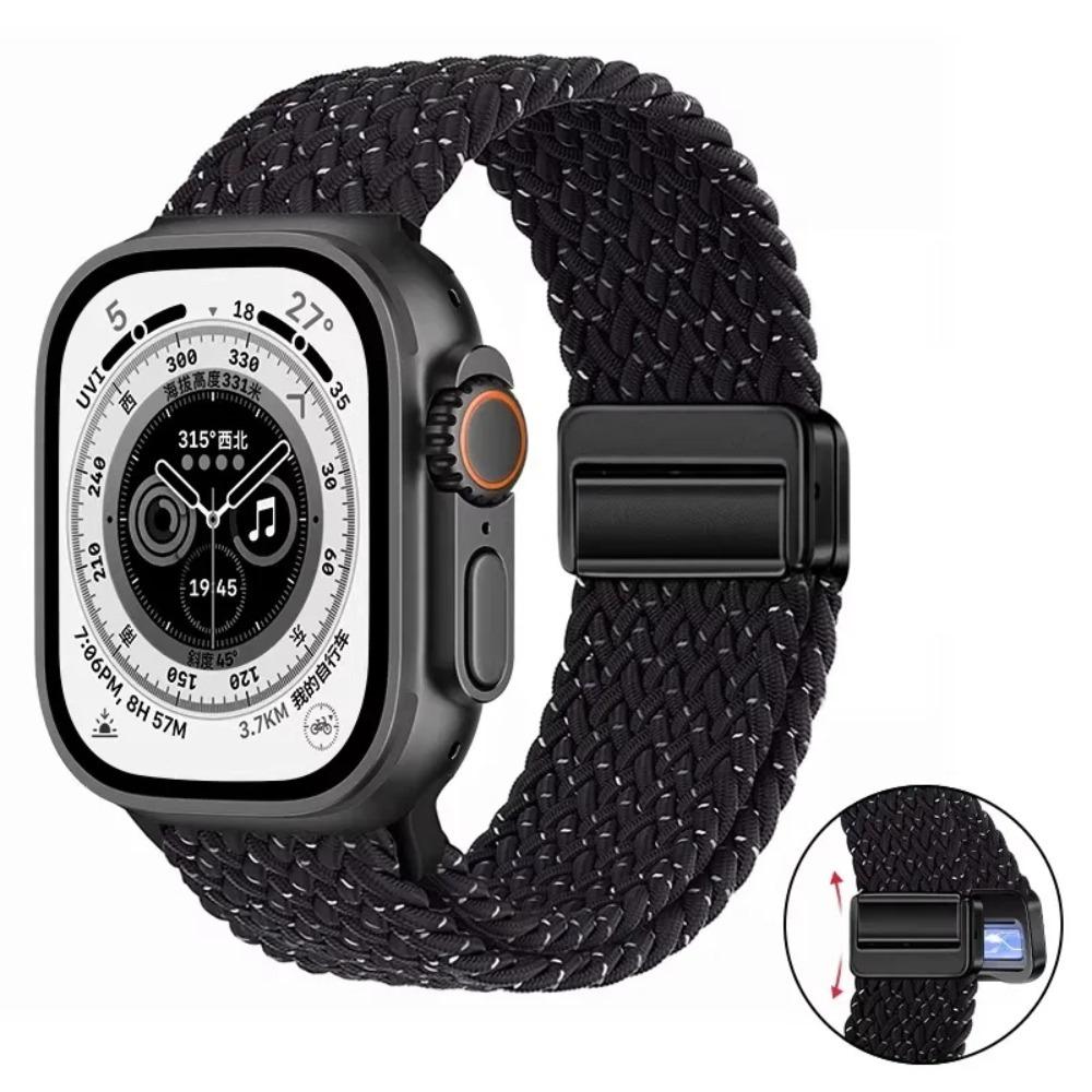 Nylon Braided Band For Apple Watch Series Ultra 3 2 1 49mm 11 10 46mm 42mm 9 8 7 45mm 41mm Magnetic Strap iWatch 6 5 SE 44/40mm Belt