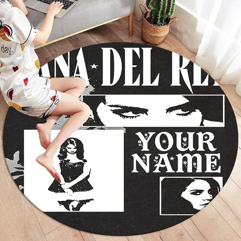 Lana Del Rey Fan Art Custom Name Round Area Rug Carpet Rug For Living Room Bedroom Sofa Playroom Decor Nonslip Floor Mat