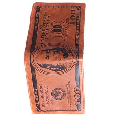 Fashion PU Dollar Men Wallet 11.5x9.5x2cm Leisure Men Us Dollar Bill Wallet $100 Pattern Men Coin Purse Open Cover Mode Wallets