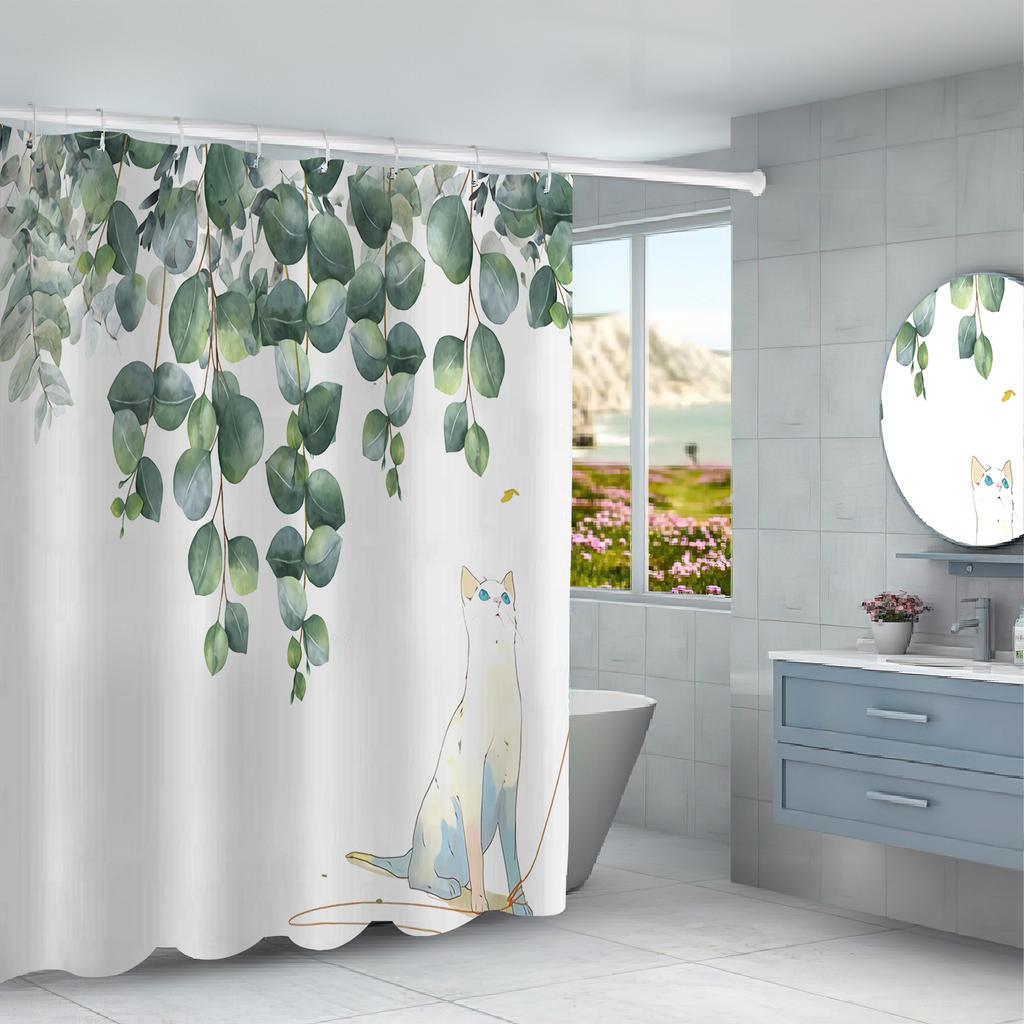 JINRUN Badezimmer verdickter wasserdichter Vorhang, schimmelfester Duschvorhang, Duschtrennwand-Vorhang, Duschvorhang, Badezimmer-Vorhang, kostenlose Perforation