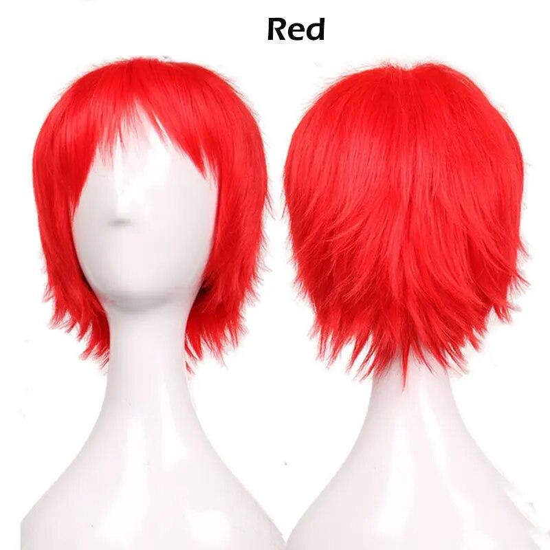 S-noilite Synthetic Short Wig Blue Brown Black Women Men Cosplay Costume Party Head Wigs Hair