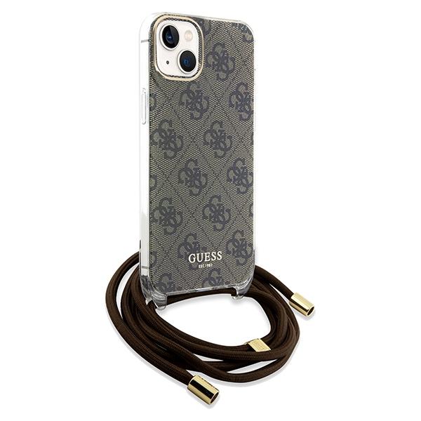 Guess Guhcp15Shc4Sew Iphone 15 / 14 / 13 6.1 Brązowy/Brown Twarde Etui Sznurek Crossbody Nadruk 4G