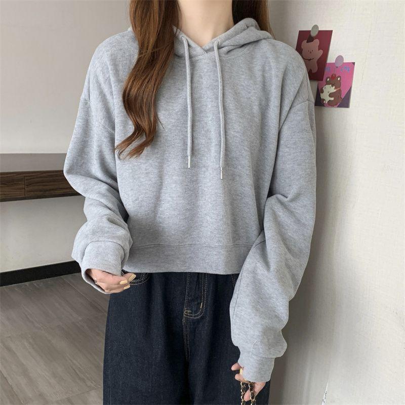 Loose High Waist Pullover Long-sleeved Top New Women's Autumn Short Hooded Sweatshirt