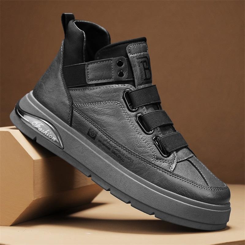 Fashion Men Sneakers Casual Fashion Leather Fabric Breathable Height Increased Platform Shoes Trend Cool Easy Matching Board Shoes