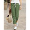 Women High Waist Stretch Ankle Pants Casual Cotton Hemp Solid Color Pocket Pants Simple Multi Color Spring Summer Autumn Women Pants
