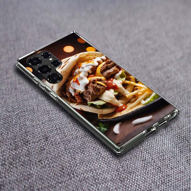 Cheese Crispy Chicken Beef Packaging Phone Case For Samsung Galaxy S24 S23 S21 S20 FE S22 S26 Ultra S25 Edge S10 Plus Cover Clea